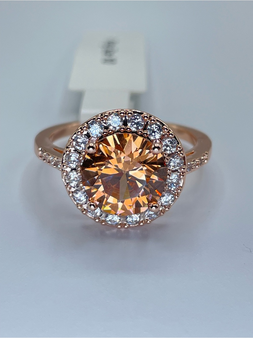 Swarovski Crystal Elements Champagne Halo Statement Ring Glam Sz 10
